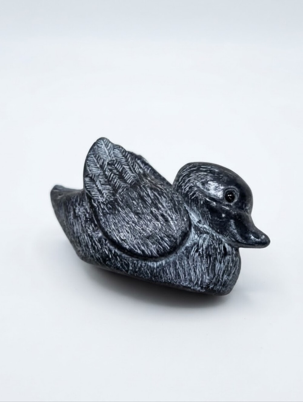 Vintage Wolf Original Inuit Stone Carving Duck Figurine Sculpture Soapstone Bird